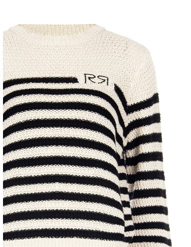 Camisola de croché às riscas com logótipo RR Rinascimento