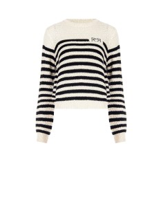 Camisola de crochet às riscas com logótipo RR Rinascimento