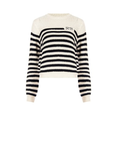 Camisola de crochet às riscas com logótipo RR Rinascimento