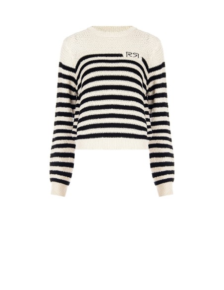 Camisola de crochet às riscas com logótipo RR Rinascimento
