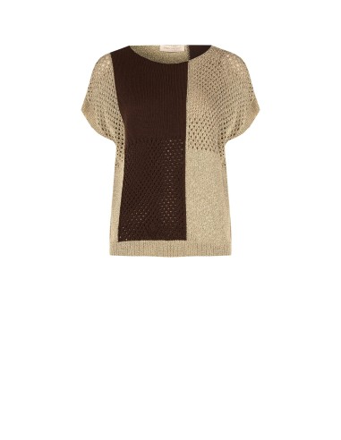 Camisola ajourada em mistura de algodão e viscose com lurex Rinascimento