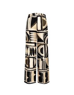 Calças Palazzo em Viscose Ligeiramente Amassada com Elástico Atrás Rinascimento 2