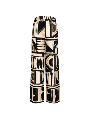 Calças palazzo em viscose ligeiramente amarrotada com elástico atrás Rinascimento