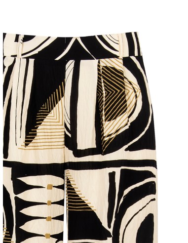 Calças Palazzo em Viscose Ligeiramente Amarrotada com Elástico Atrás Rinascimento