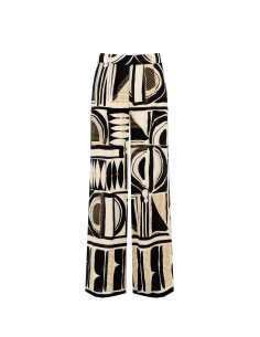 Calças Palazzo em Viscose Ligeiramente Amassada com Elástico Atrás Rinascimento