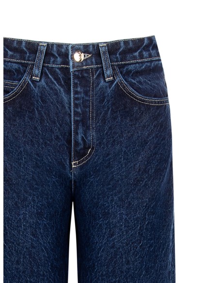 Jeans straight com barra floral Rinascimento