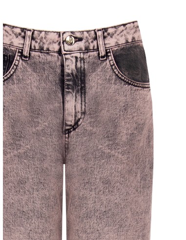 Jeans wide leg elásticos efeito lavado Rinascimento