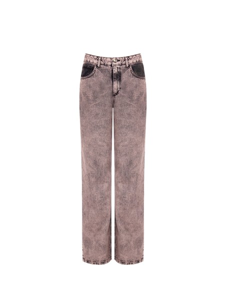 Jeans wide leg elásticos com efeito washed Rinascimento