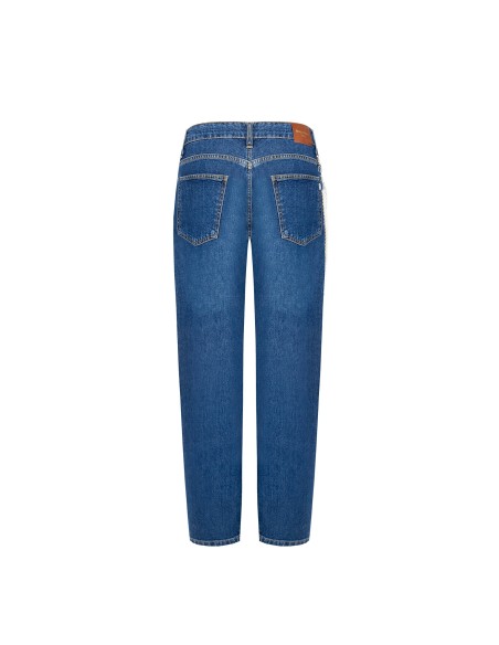 Jeans retos com corrente de pérolas removível Rinascimento