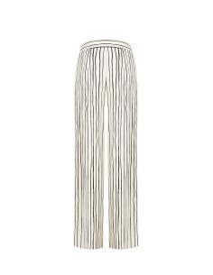 Calças palazzo em algodão com riscas irregulares e fecho lateral Rinascimento 2