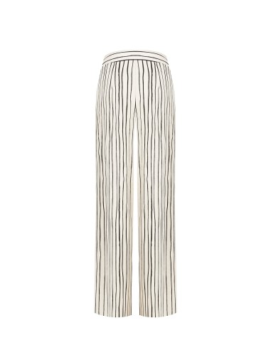 Calças Palazzo Em Algodão A Riscas Irregulares Com Fecho Lateral Rinascimento