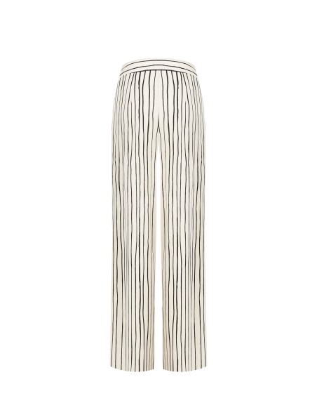 Calças Palazzo Em Algodão A Riscas Irregulares Com Fecho Lateral Rinascimento