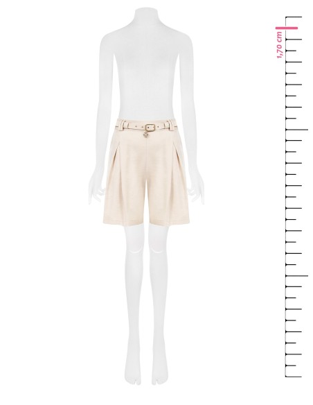 Calções Em Mistura de Viscose Efeito Perolado Com Cinto Coordenado Rinascimento