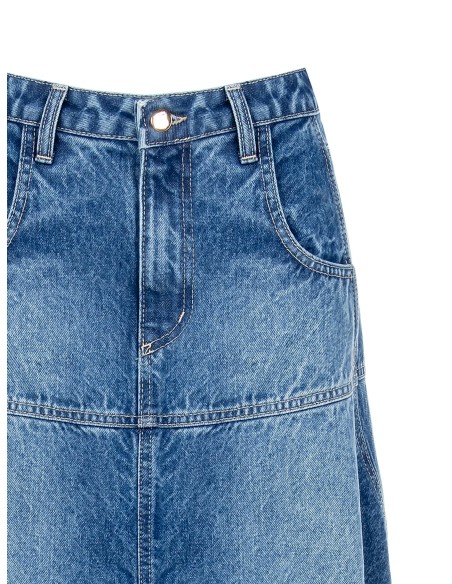 Saia evasê em denim lavagem média Rinascimento