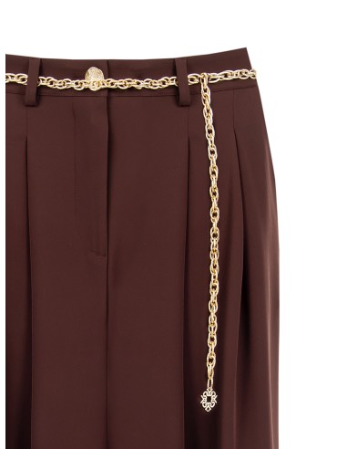 Saia longa em tecido fluido com fenda frontal e cinto de corrente combinado Rinascimento