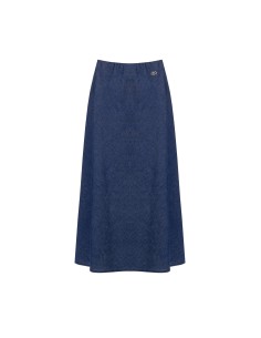 Saia longa evasê em ganga leve com etiqueta do logótipo Rr Rinascimento