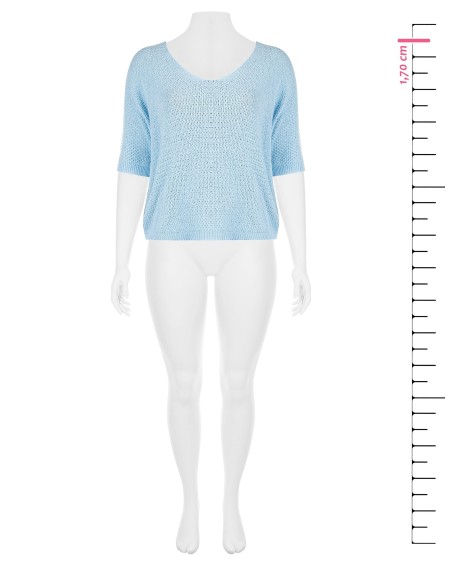 Camisola Curvy ampla em mistura de algodão, ponto a ninho de abelha com decote em V Rinascimento Curvy