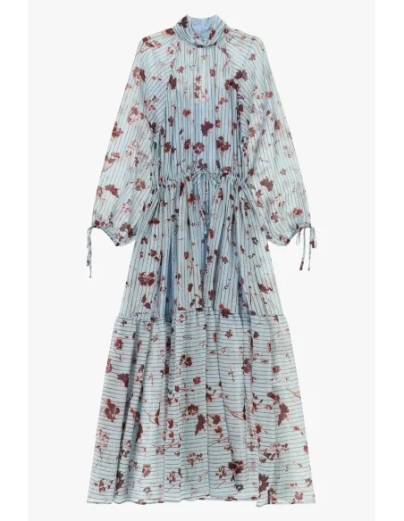 Vestido Longo Com Estampa Floral E Mangas Amplas Dixie