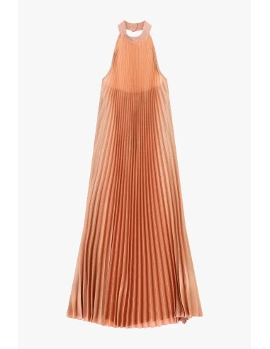 Vestido Longo Plissado com Decote Halter Dixie
