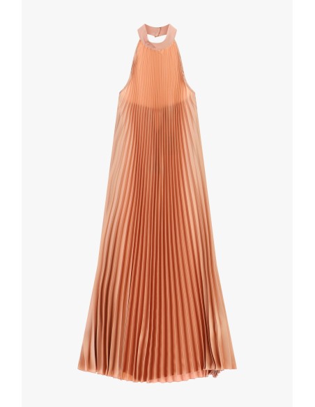 Vestido Longo Plissado com Decote Halter Dixie