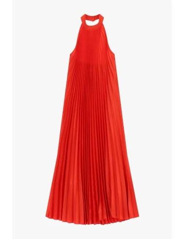 Vestido longo plissado com decote halter Dixie