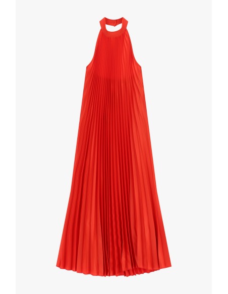 Vestido longo plissado com decote halter Dixie