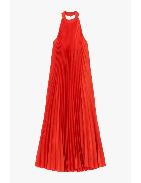 Vestido longo plissado com decote halter Dixie