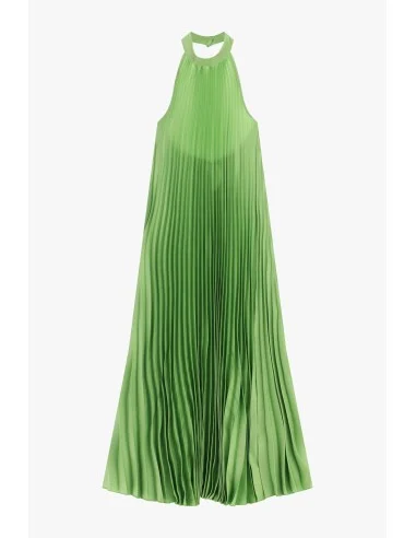 Vestido Longo Plissado com Decote Halter Dixie