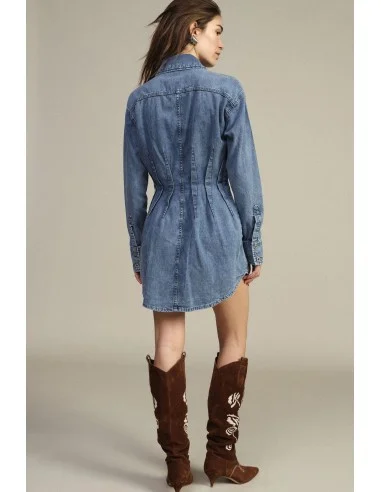 Vestido Curto Botões Pences Colarinho Clássico Dixie