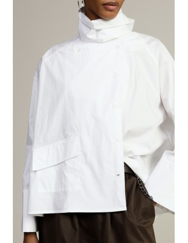Camisa Ampla Com Gola Alta Assimétrica E Bolso Dixie