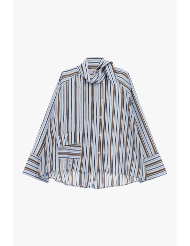 Camisa a riscas com colarinho clássico e bolso Dixie