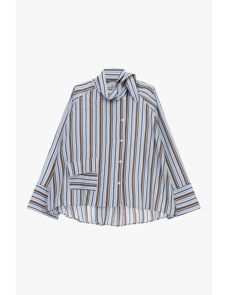 Camisa a riscas com colarinho clássico e bolso Dixie