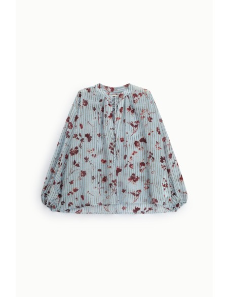 Blusa ampla com estampa floral e riscas finas Dixie