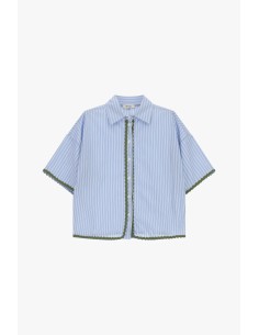 Camisa às riscas com acabamento festonado e mangas curtas Dixie 2