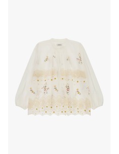 Blusa ampla com bordado floral e aplicações de renda Dixie 2