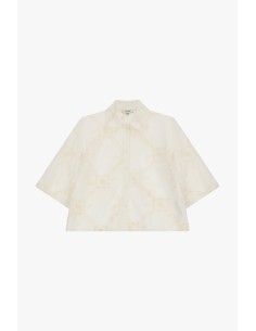 Camisa Cropped Com Bordado Geométrico E Mangas Amplas Dixie