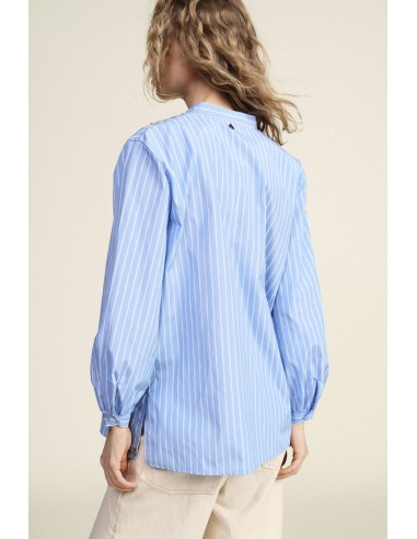 Camisa com mangas compridas e gola à coreana Dixie