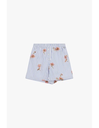 Calções corte regular às riscas com estampado floral Dixie