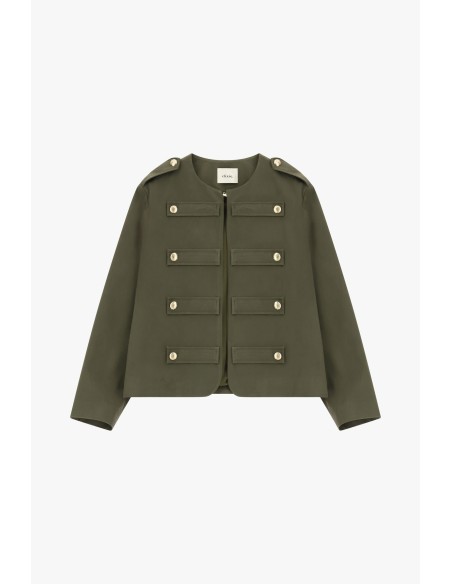 Jaqueta-camisa curta com bolsos e alamares Dixie