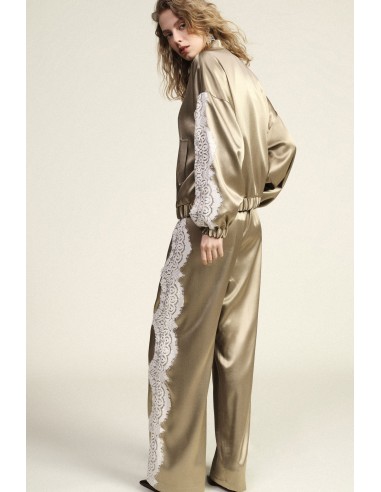 Calças Palazzo Estampadas Com Insertos Bordados Dixie