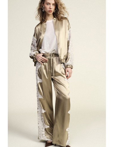 Calças Palazzo Estampadas com Aplicações Bordadas Dixie