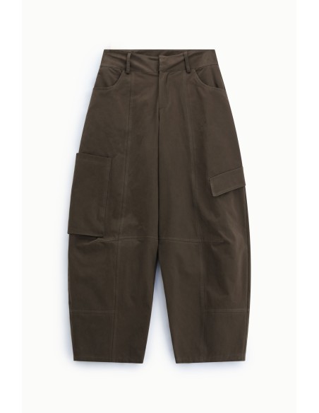 Calças palazzo cropped com bolsos cargo laterais Dixie