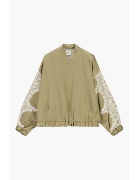Bomber com mangas em renda e fecho central Dixie