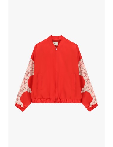 Bomber com mangas em renda e fecho central Dixie