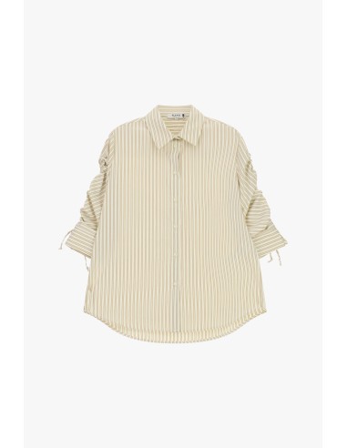 Camisa Oversize às Riscas com Mangas Franzidas Please