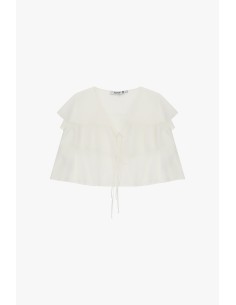 Top curto com folhos e decote em V Please