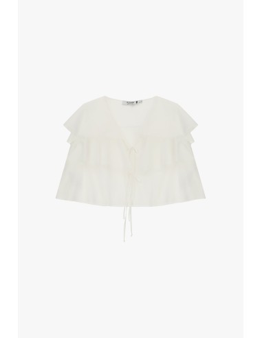 Top curto com folhos e decote em V Please