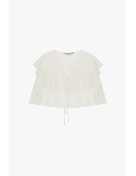 Top curto com folhos e decote em V Please