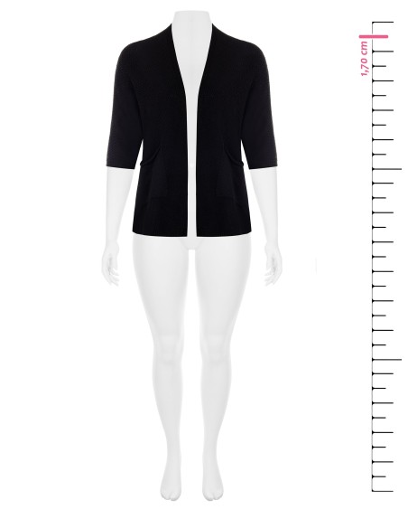 Cardigan Curvy aberto em mistura de algodão, com malha entrelaçada e vazada, com bolsos Rinascimento Curvy