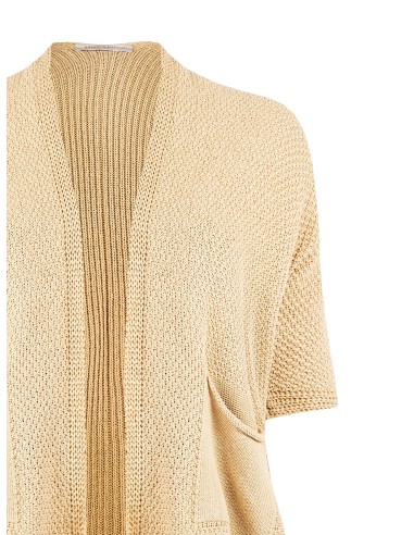 Cardigan Curvy aberto em mistura de algodão em malha entrelaçada e vazada com bolsos Rinascimento Curvy